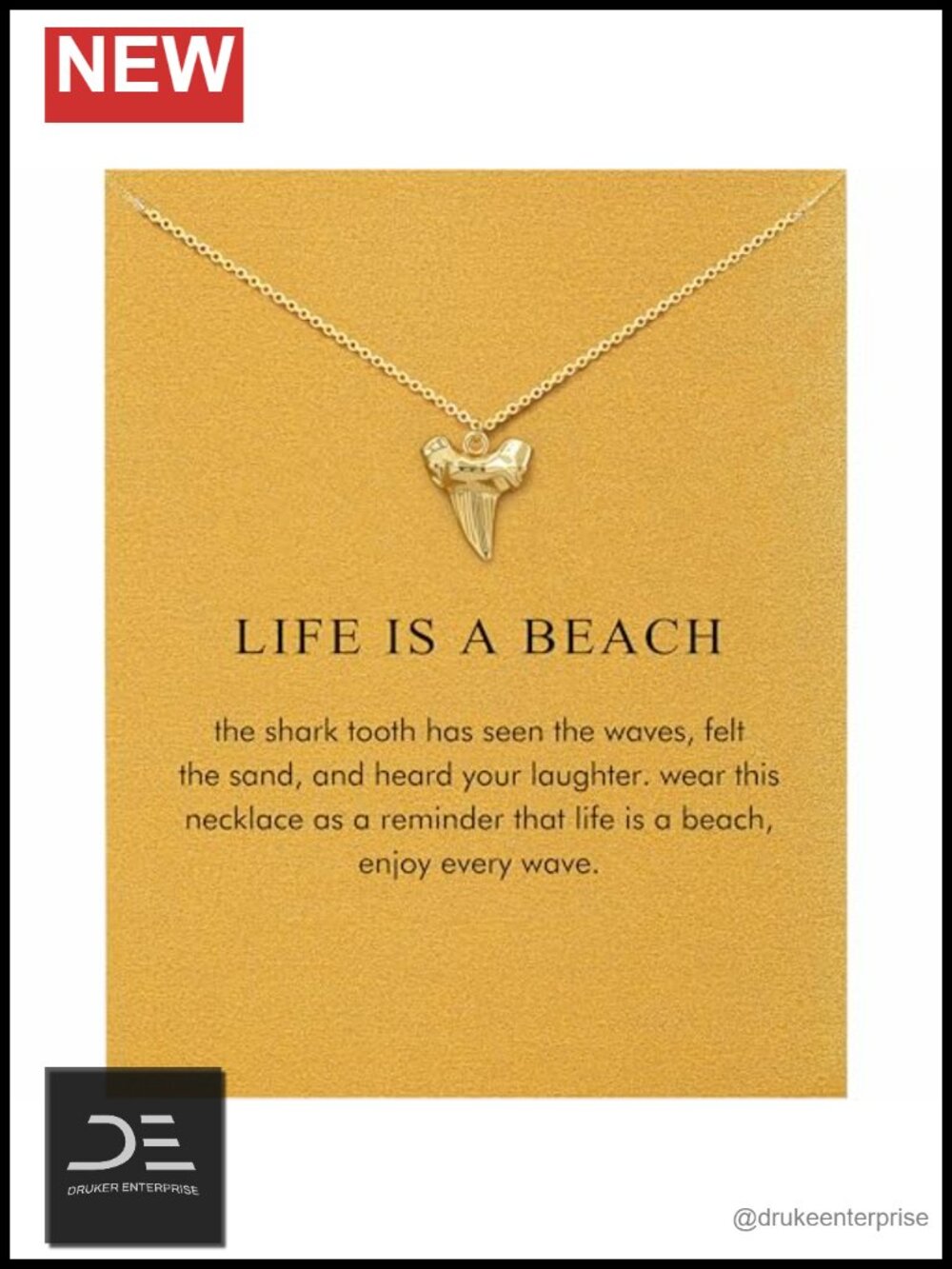 Golden Plated Shark Tooth Pendant Necklace for Women Gifts